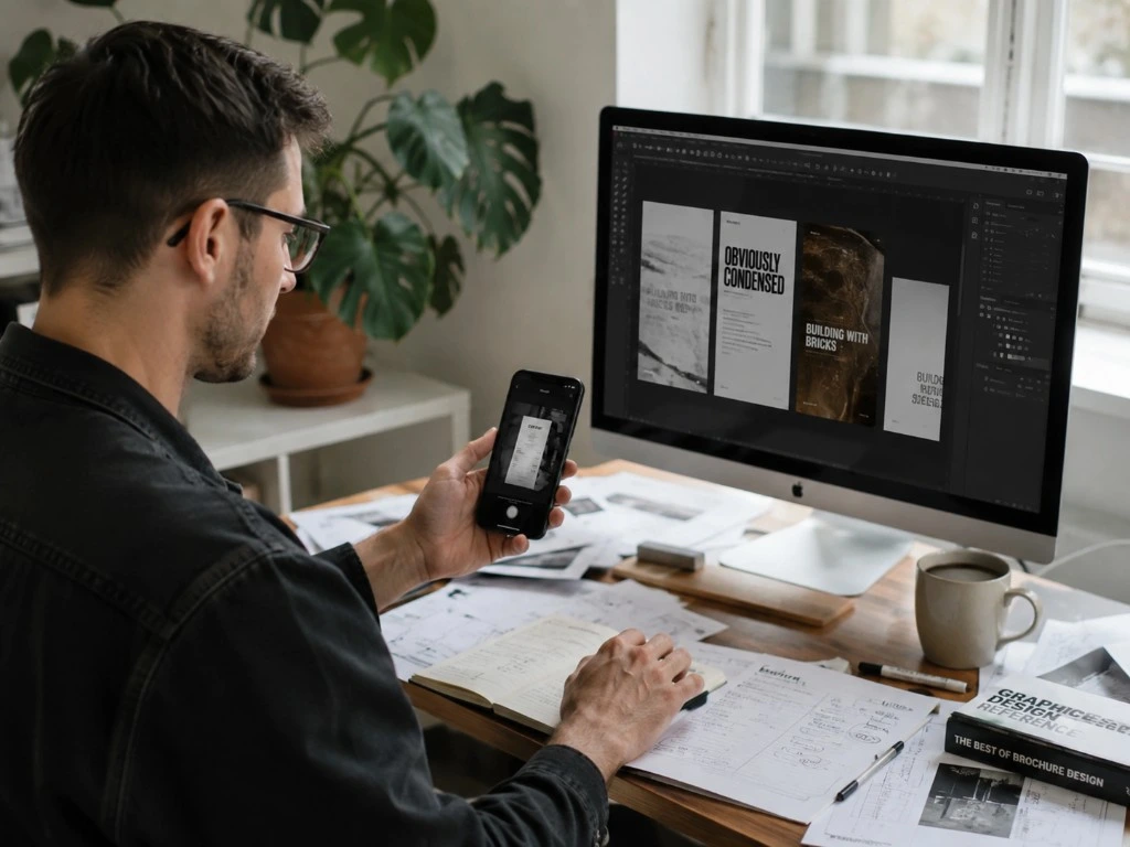 Designer organizing business expenses with bookkeeping software from a home office Independent designer organizing business expenses and receipts from a home office before sending records to an accountant.